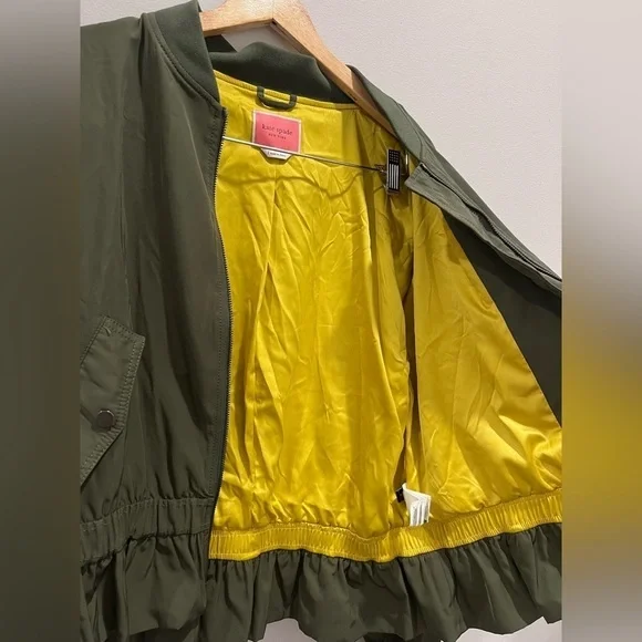KATE SPADE Twill Flounce Bomber IN OLIVE - Large - Picture 4 of 7